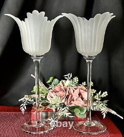 Candle Holders Frosted Tulip Shapped Candle Bowls /Vintage Flower Vases 5 Set