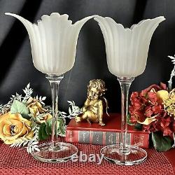 Candle Holders Frosted Tulip Shapped Candle Bowls /Vintage Flower Vases 5 Set