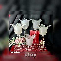 Candle Holders Frosted Tulip Shapped Candle Bowls /Vintage Flower Vases 5 Set