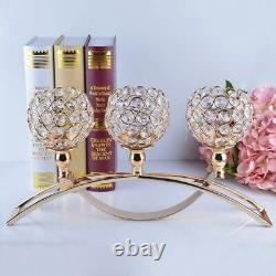 Candle Holders Glass Metal 3-Candles Centerpieces Home Table Elegant Decorations