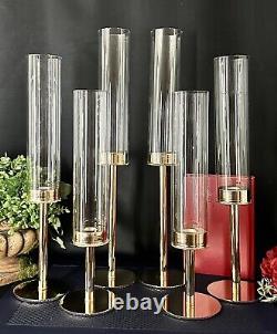 Candle Holders Gold / Glass Shades Centerpiece Candlesticks Table Decor 3 Sizes