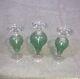 Candle Holders Large Clear & Green Glass Set Of 3