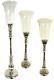 Candle Holders & Votives Set Of 3 Candle Holders With Glass Hurricane Nickel- Ht