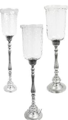 Candle Holders & Votives Set of 3 Hammered Candle Holders with Hammered Glass- H