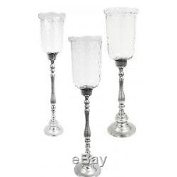 Candle Holders & Votives Set of 3 Hammered Candle Holders with Hammered Glass- H