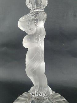 Candlestick Torche Of Baccarat Crystal, Cherub / Putti Candlestick Poli Frosted