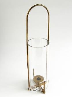 Carl Aubock Austria Brass Glass Hurricane Candle Holder Lantern MCM Vintage