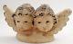 Carved Wooden Angels Cherubs Putti With Glass Eyes Santos Shrine Candle Holder