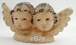 Carved Wooden Angels Cherubs Putti with Glass Eyes Santos Shrine Candle Holder