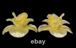 Cenedese Vetreria Murano Art Glass Candleholders Gold Flake