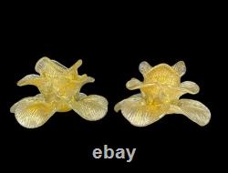 Cenedese Vetreria Murano Art Glass Candleholders Gold Flake