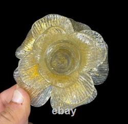 Cenedese Vetreria Murano Art Glass Candleholders Gold Flake