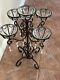 Chandelier Style Metal Five Arm Taper Candle Holder With Blown Clear Glass