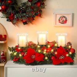 Christmas Candle Holder Centerpiece Christmas Poinsettia Glass Candle Holder