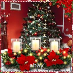 Christmas Candle Holder Centerpiece Christmas Poinsettia Glass Candle Holder
