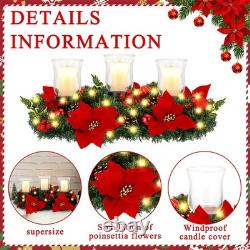 Christmas Candle Holder Centerpiece Christmas Poinsettia Glass Candle Holder