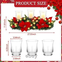 Christmas Candle Holder Centerpiece Christmas Poinsettia Glass Candle Holder