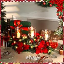 Christmas Candle Holder Centerpiece Christmas Poinsettia Glass Candle Holder