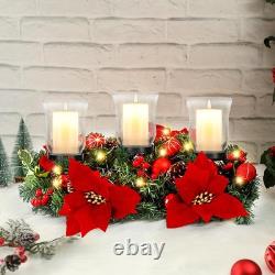 Christmas Candle Holder Centerpiece Christmas Poinsettia Glass Candle Holder