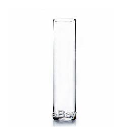 Clear Cylinder Glass Vase / Candle Holder 4 x 18H Wholesale Lot 12 pieces