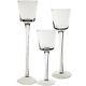 Clear Glass Candle Holder With Glass Stem Wedding Decor Arrangement, Set Of 3