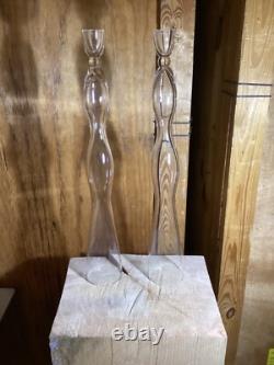 Clear Glass Candlestick Holder 23 Elegant in Excellent Condition