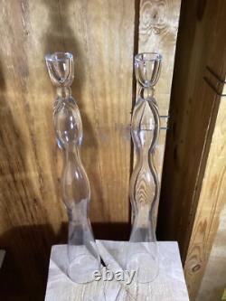 Clear Glass Candlestick Holder 23 Elegant in Excellent Condition