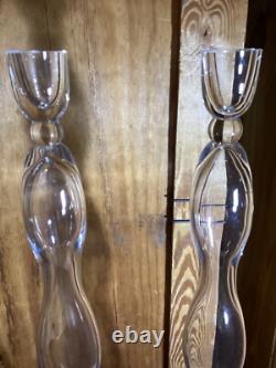 Clear Glass Candlestick Holder 23 Elegant in Excellent Condition