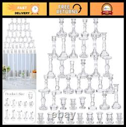 Clear Glass Taper Candle Holders 40 Pc Crystal Decorative Centerpiece