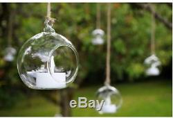 Clear Hanging Glass Bauble Ball Tealight Candle Holder Wedding Garden Decor ML