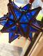 Colbalt Moravian Star Stained Glass Votive Candle Holder Moroccan Dodecagram