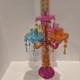 Colorful Five Candle Glass Candelabra 15 1/2 Tall Dangle Multicolor Holder
