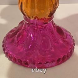 Colorful Five Candle Glass Candelabra 15 1/2 Tall Dangle Multicolor Holder