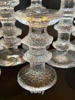 Complete Set of 8 Iittala Finland Festivo Candle Holders Sticks Glass Finland