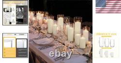 Complete Wedding Centerpiece Set 12 Pillar Candles & Mixed Height Glass Vases