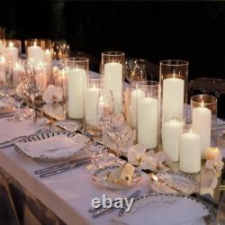 Complete Wedding Centerpiece Set 12 Pillar Candles & Mixed Height Glass Vases