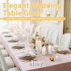 Complete Wedding Centerpiece Set 12 Pillar Candles & Mixed Height Glass Vases