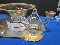 Console Centerpiece Bowl Candlestick Candle holders Gold Cambridge Glass Bordero