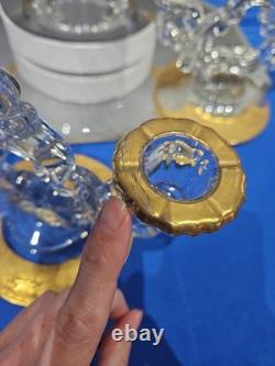 Console Centerpiece Bowl Candlestick Candle holders Gold Cambridge Glass Bordero