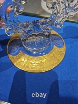 Console Centerpiece Bowl Candlestick Candle holders Gold Cambridge Glass Bordero