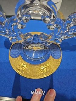 Console Centerpiece Bowl Candlestick Candle holders Gold Cambridge Glass Bordero