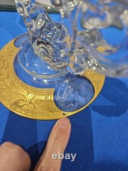 Console Centerpiece Bowl Candlestick Candle holders Gold Cambridge Glass Bordero