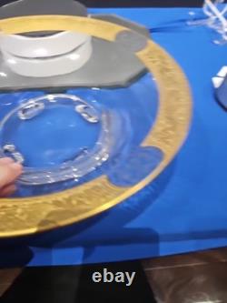Console Centerpiece Bowl Candlestick Candle holders Gold Cambridge Glass Bordero
