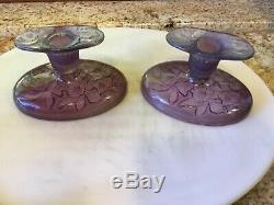 Consolidated Glass Candlesticks Lavender