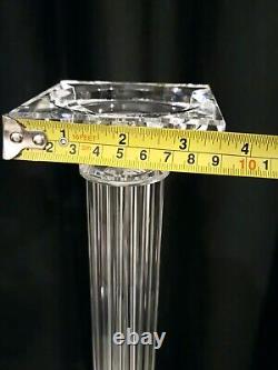 Contemporary 21 Crystal Glass Pillar Column Candle Holder Candlestick Pair