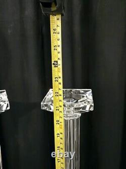 Contemporary 21 Crystal Glass Pillar Column Candle Holder Candlestick Pair