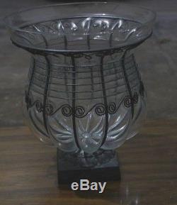 Contemporary Flared Glass Plant Holder Iron Candle Jardiniere Stand Designer