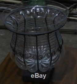 Contemporary Flared Glass Plant Holder Iron Candle Jardiniere Stand Designer