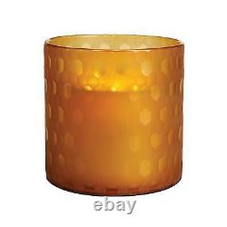 Contemporary Honey Amber Textured Glass Hurricane Candle Holder Hexagon Round