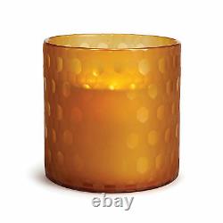 Contemporary Honey Amber Textured Glass Hurricane Candle Holder Hexagon Round